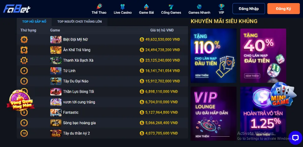Các cấp độ VIP của sgd777